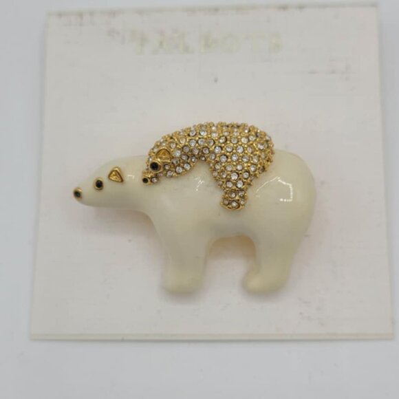 Talbots White Enamel Polar Bear Brooch NWT! NEW! - Picture 1 of 6